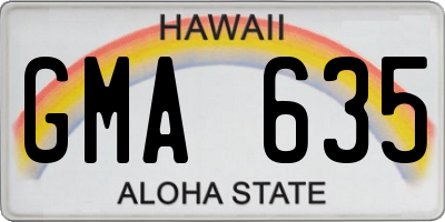 HI license plate GMA635