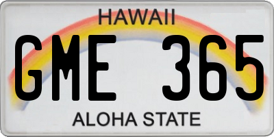 HI license plate GME365