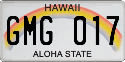 HI license plate GMG017
