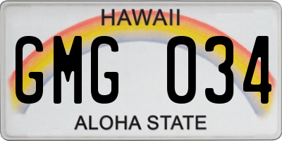 HI license plate GMG034