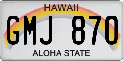 HI license plate GMJ870