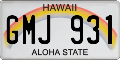 HI license plate GMJ931