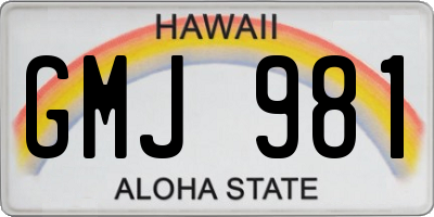 HI license plate GMJ981
