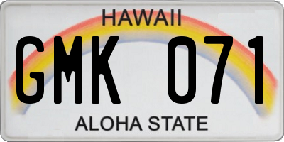 HI license plate GMK071