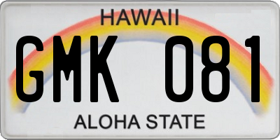 HI license plate GMK081