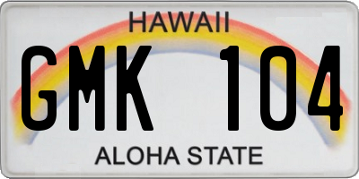 HI license plate GMK104