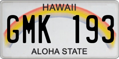 HI license plate GMK193