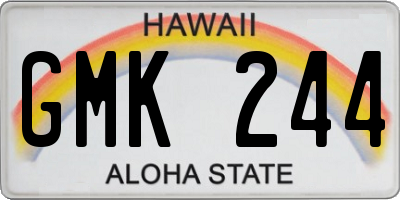 HI license plate GMK244