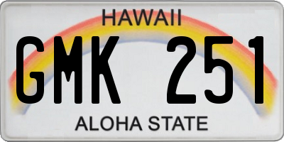 HI license plate GMK251