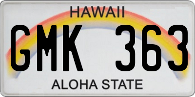 HI license plate GMK363