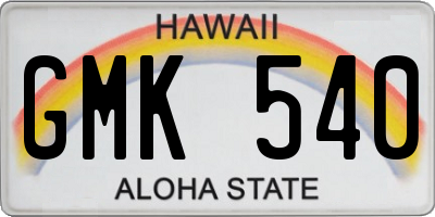 HI license plate GMK540