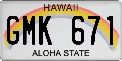 HI license plate GMK671