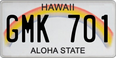 HI license plate GMK701