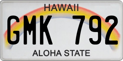 HI license plate GMK792