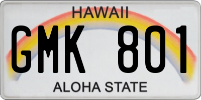 HI license plate GMK801