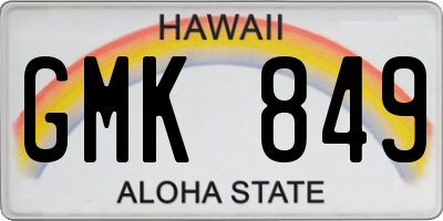 HI license plate GMK849