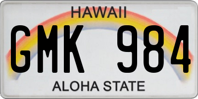 HI license plate GMK984