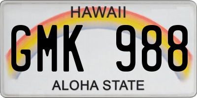 HI license plate GMK988