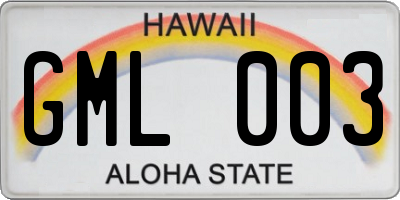 HI license plate GML003