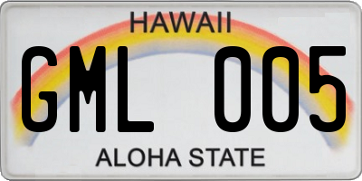 HI license plate GML005