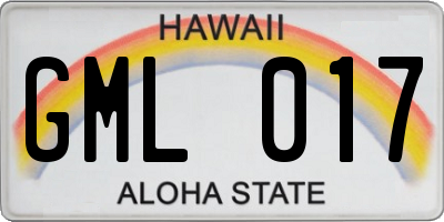 HI license plate GML017