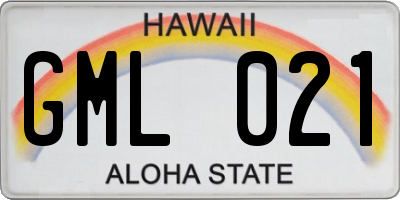 HI license plate GML021