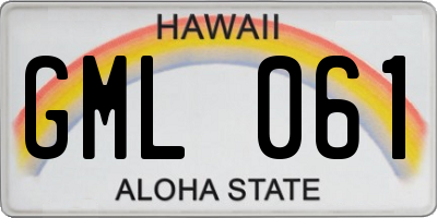 HI license plate GML061