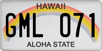 HI license plate GML071