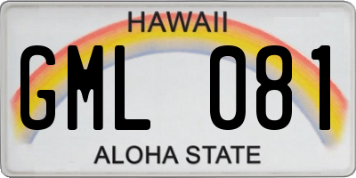 HI license plate GML081