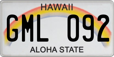 HI license plate GML092