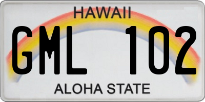 HI license plate GML102