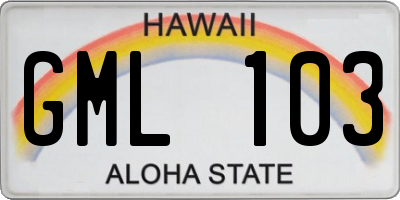 HI license plate GML103