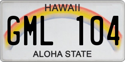 HI license plate GML104
