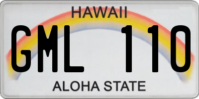 HI license plate GML110