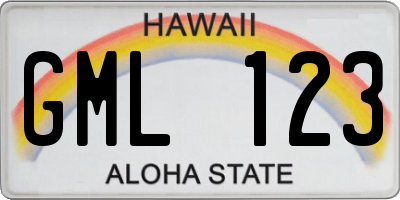 HI license plate GML123