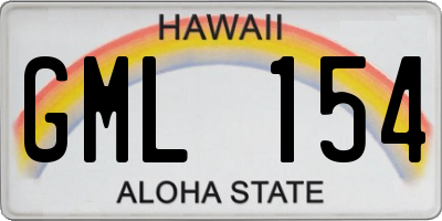HI license plate GML154
