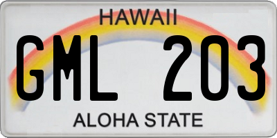 HI license plate GML203