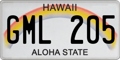 HI license plate GML205