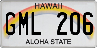 HI license plate GML206