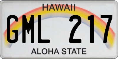 HI license plate GML217
