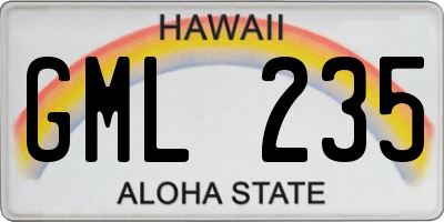 HI license plate GML235