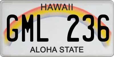 HI license plate GML236