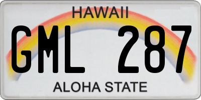 HI license plate GML287