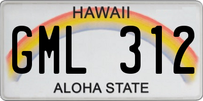 HI license plate GML312