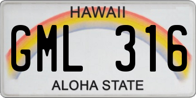 HI license plate GML316
