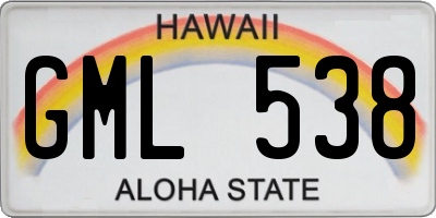 HI license plate GML538