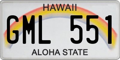 HI license plate GML551