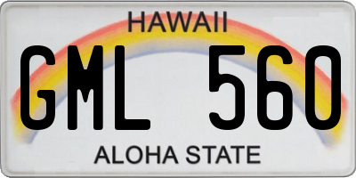 HI license plate GML560