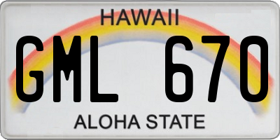 HI license plate GML670