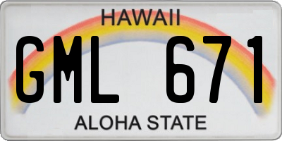 HI license plate GML671
